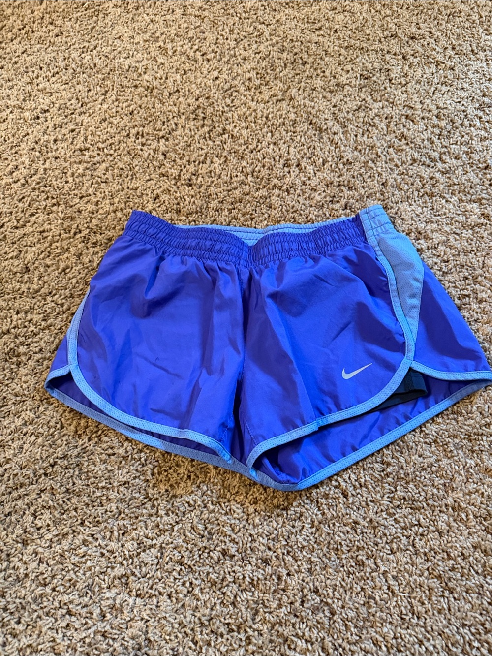Nike Women's Blue Athletic Running Shorts with Light Blue Trim